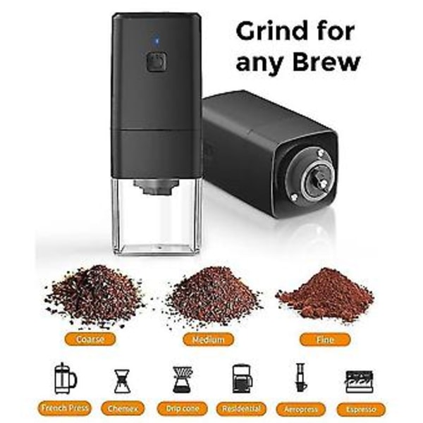 Koonan Bærbar USB Genopladelig Kaffekværn Peberkværn Sort