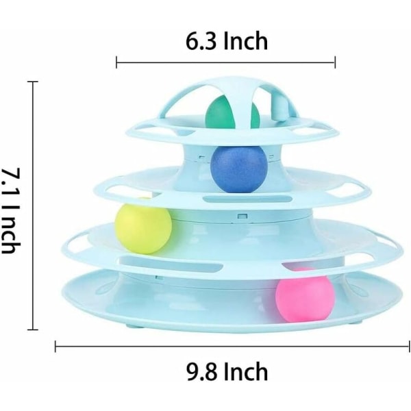 Kattepladespiller Legetøj Interaktivt Rundt Kæledyr Legetøj 4 Lag Plastkugle Vippe Rulle til Katte Killinger IQ Træning Puslespil Spor Tårn med Kugler