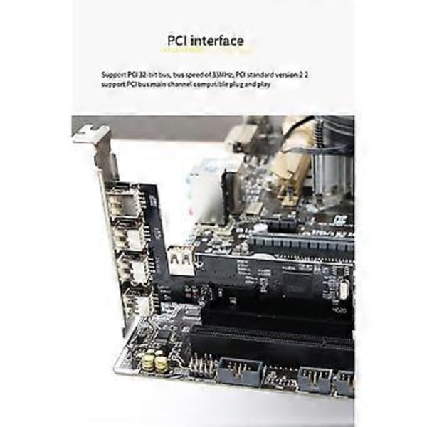 PCI Udvidelseskort PCI til 5 Porte USB 2.0 Udvidelseskort 480Mbps Højhastigheds Hub Driver-Fri til Stationær Computer