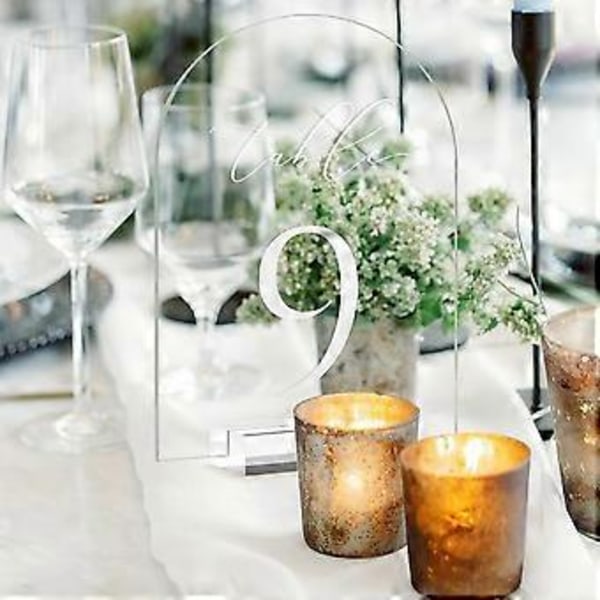 Klare Bue Bordnummer for Bryllup, 5x7in Buet Akryl Bordnummer 1-10+Stativer, Klar Akryl Bue Bordplate Skilt