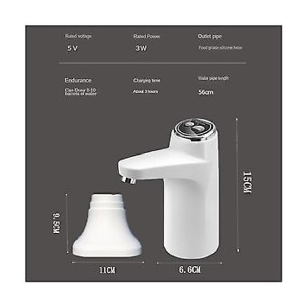 Elektrisk vattenpump för flaskor USB Laddningsbar Portabel För Kit Utomhus Dr
