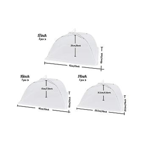 4-pack Mesh Matskydd - 35,5 cm/40,5 cm/43 cm Pop-up Mattskydd Tält Återanvändbart Hopfällbart Mat N