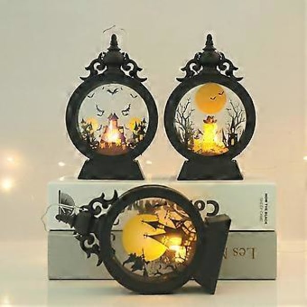 Halloween LED Lysestake Lysende Flammeløs Lyslykt Hengende Ornamenter For Halloween Hjemmeinnredning