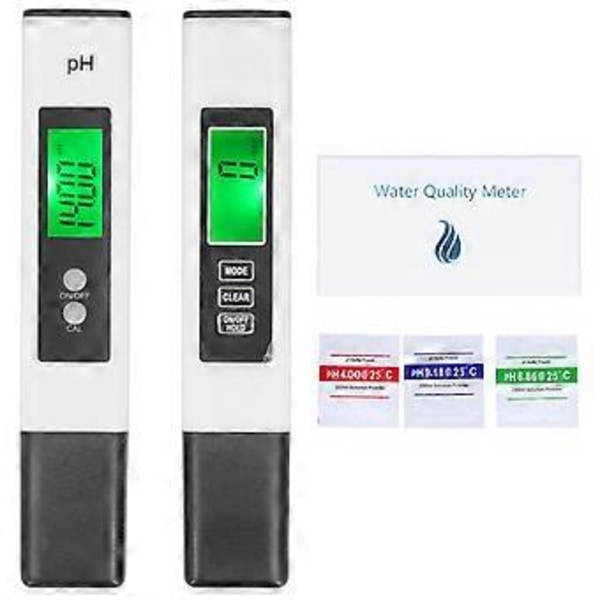 PH TDS Meter Combo 0.01pH Høj Præcision Pen 2% Uddata Nøjagtighed 3 i 1 EC Temperatur Tester (A2(hvid) PH02SL(hvid) )