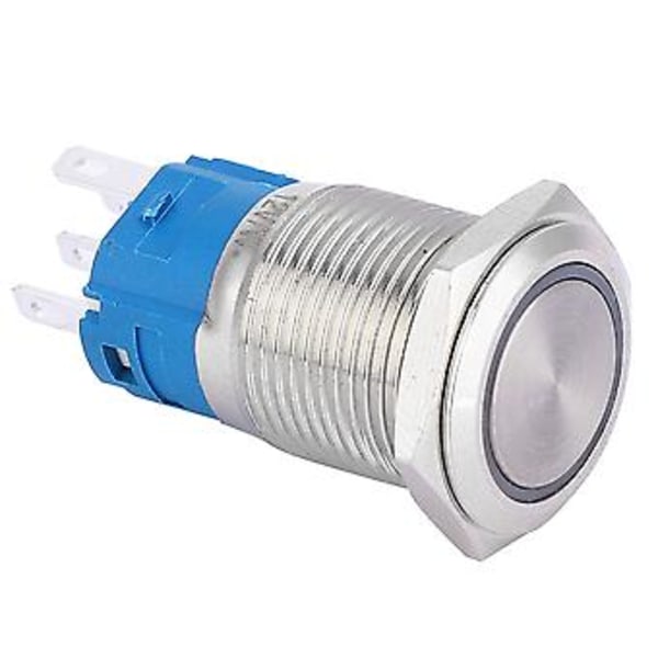 16mm LED-lampa Självåterställande 1NO 1NC Metall Tryckknapp Strömbrytare för Bilmodifiering (Vitt Ljus 5V)