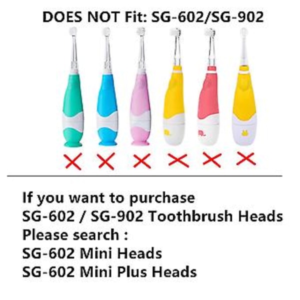 Sg977 Sgek6 Ersättningsborsthuvuden Kompatibla Med Brush-baby Kidzsonic Dinosaurie Och Flamingo/dada-tech Dt-k6 Elektrisk Tandborste För Barn 4 Per Sof