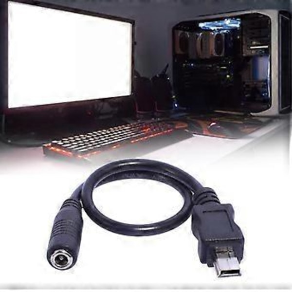 Mini USB 5Pin Han til 3.5x1.35mm Hun Kabel 20cm Længde Sort