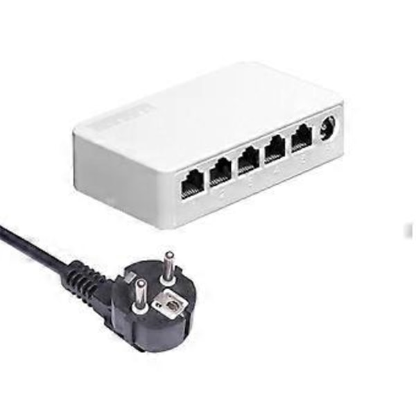 5 Portin 100Mbps Ethernet-kytkin Mini-kytkin Kannettava RJ45-keskitin Ethernet-jakaja virtajohdolla EU-pistoke