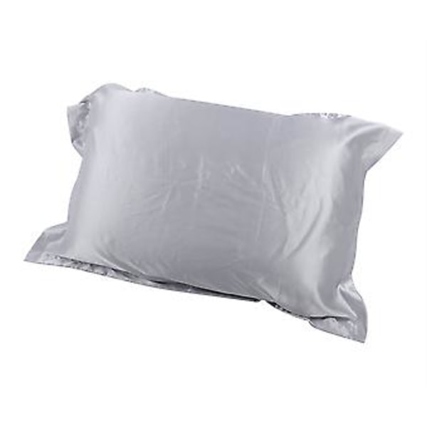 48*74cm Kesäinen Silkkisatiini Pehmeä Tyynyliina Mukava Tyynyliina Yksivärinen Sileä Harmaa