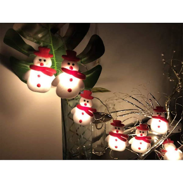 20 LED-snømannlysslynge - Feilys for hager, hjem, bryllup, julefest, innendørs og utendørs dekorasjon