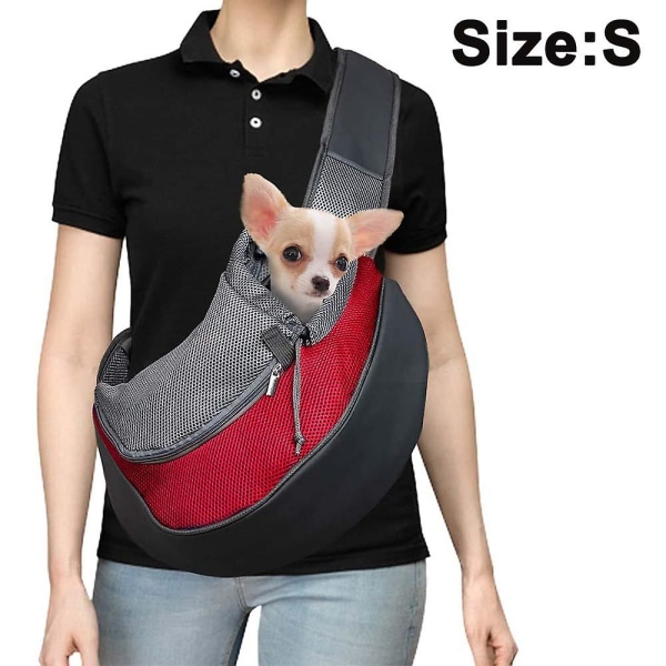 Andningsbar Mesh Husdjur Hund Sling Carrier, Handsfree Enkelsidig Axelväska