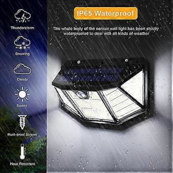 Ulkokäyttöön tarkoitettu aurinkolamppu Led-projektori Liiketunnistin [310 Led / 3 tilaa] Ip65 Vedenpitävä Led-kohdevalo Laajakulma 300 Valo Ulkokäyttöön tarkoitettu aurinkovalaistus F
