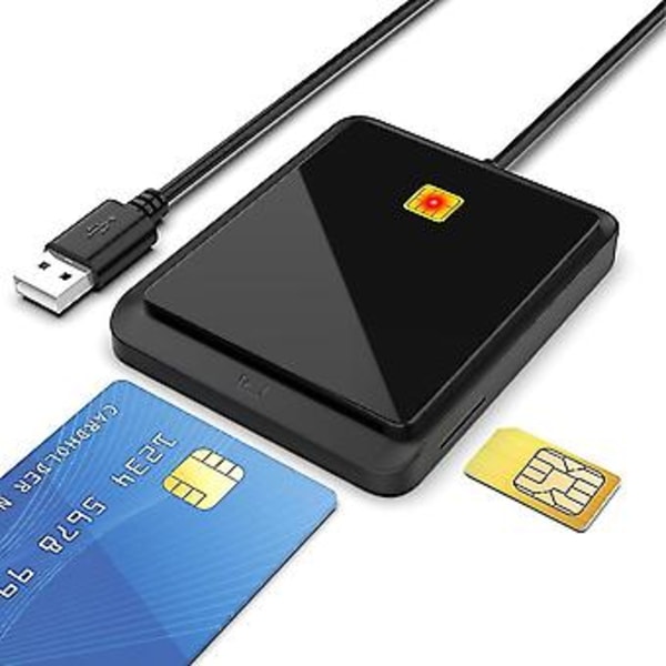 Bärbar Usb 2.0 Smart Card Reader & ID Bankkortläsare Dubbelkortplatsdesign För Windows Linu