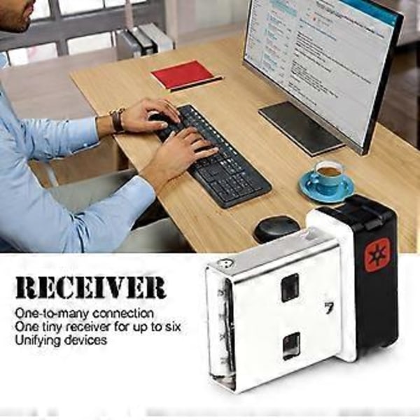 Trådlös Dongel Mottagare Unifying USB Adapter för logitech- Mus Tangentbord Anslut 6 Enheter för MX M905 M510 M505 M950