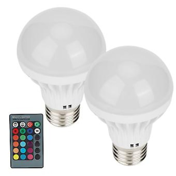 2 kpl E27 3W RGB-lamppu Värinvaihtolamppu Valo Kodin valaistus Kaukosäätimellä 85V‑265V