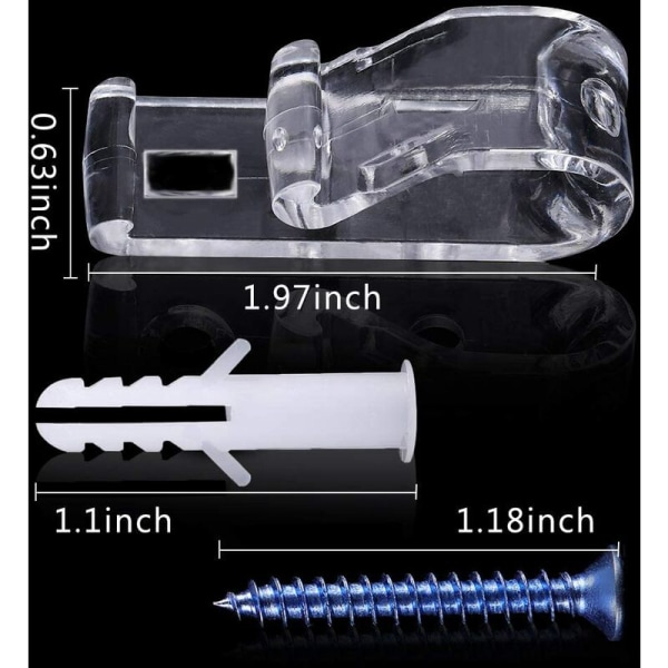 Förpackning med plastklämmor för romerska persienner, plastkedja för romerska persienner, P-krokar, barnsäkerhetsklämmor med 8 skruvar och 8 plastpelare.