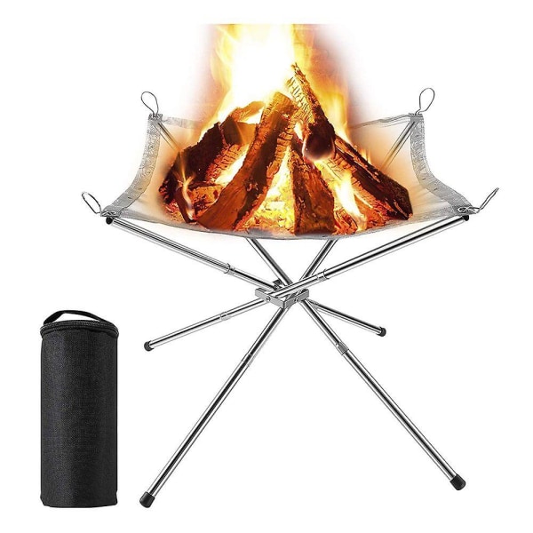 Grill Stand Bærbare Ildskåle, Camping Sammenfoldelig Rustfrit Stål Ildkurv, Rustfrit Stål Net Pejs, Udendørs Ildplads