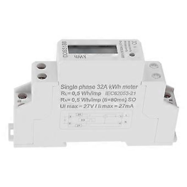 Digital LCD 220V Enfas Din-skena Elmätare 5-32A Elektronisk KWh-mätare