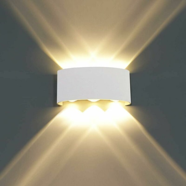 6W Aluminum LED Indoor Wall Light, Modern Up Down Spotlight Wall Lamp for Living Room Bedroom Hall Staircase Pathway (Warm White) - White