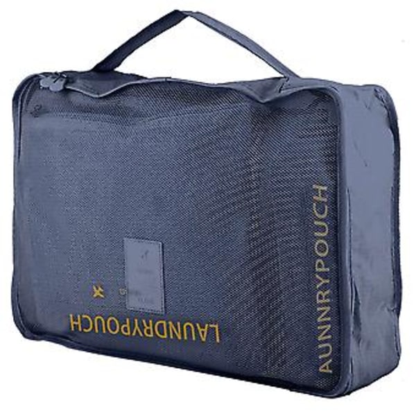 6 st Rese Klädförvaringspåsar Bärbar Resväska Bagage Organizer Fodral (Marinblå)