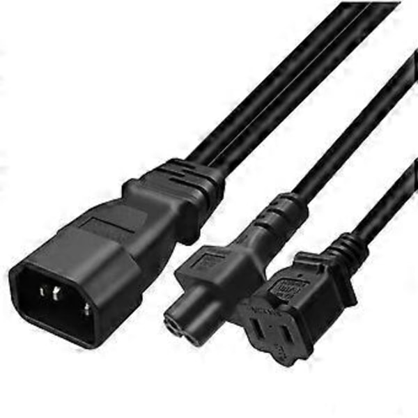 0,3 m IEC320 C14 til IEC320 C5+Nema 1-15R AC-strømforlængerkabeladapterledning