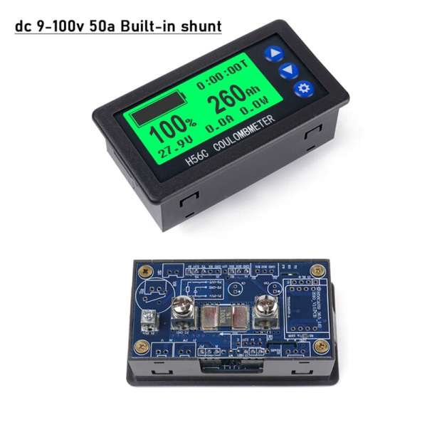 Batterimonitor Hall Coulomb Meter DC 8-100V 100A Lifepo4 Bly-Acid Li-Ion Lithium Kapasitet Power Display