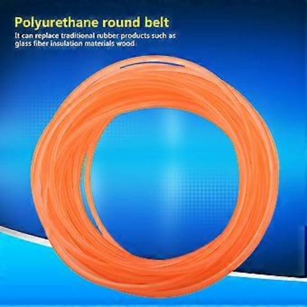 Orange Glat PU Polyurethan Rundrem til Drivtransmission (6mm*10m)