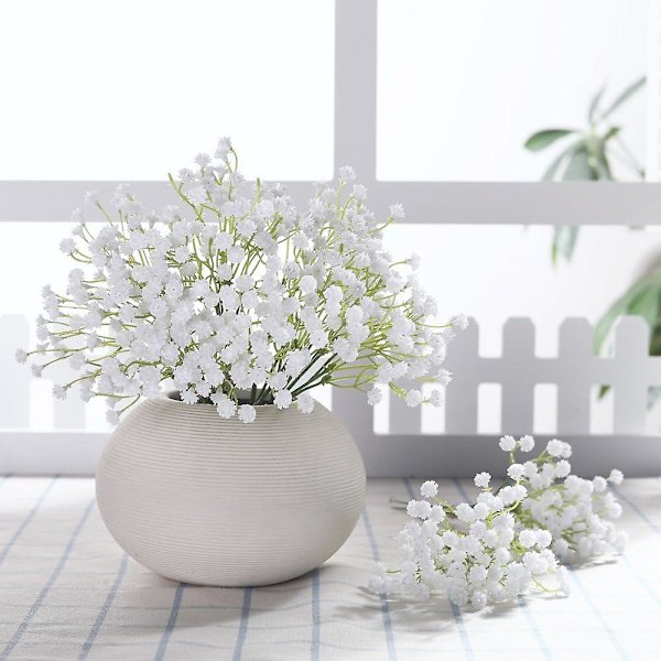 10 stk. Babies Breath Blomster Kunstige Falske Gypsophila Pu Silica Til Bryllup Brudebuket Hjem Blomsterdekoration Hvid