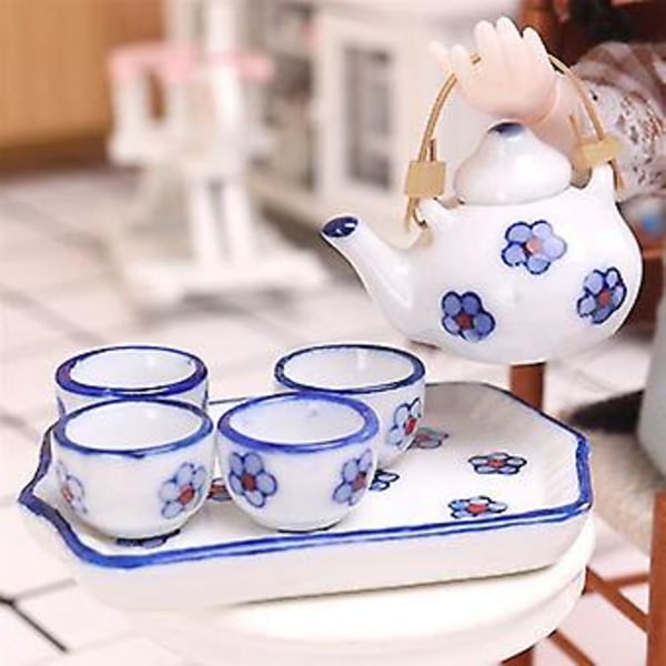 1:12 Teeastiasto/6 kpl Keraamiset astiat Teekannussetti Tarvikkeet