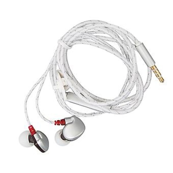 Kablede øretelefoner med sammenfiltringsfrit kabel, in-ear kablede høretelefoner med mikrofon til bærbar PC, telefon, MP3-afspiller, 3,5 mm stik, sølv