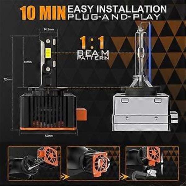 1 Par/110W V31 LED for Ny D-serie Bil LED Hovedlyspære 10000LM 6500K D8