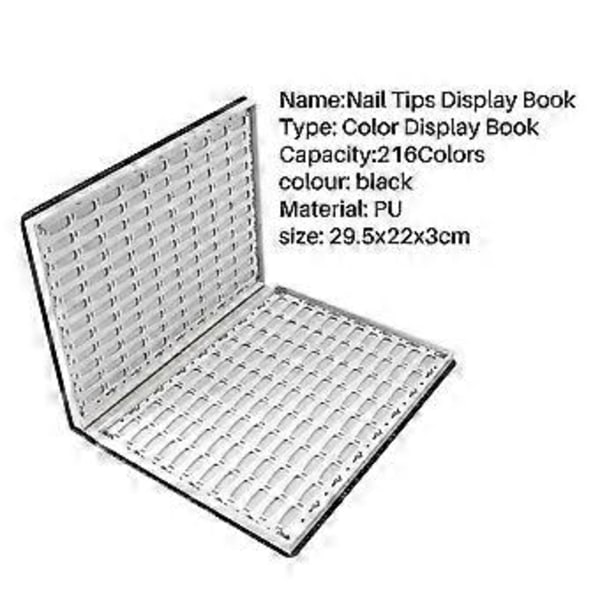 216 Färger Nagel Tips Display Bok DIY Nagelkonst Visningshylla Gel Färgkort Diagram Målningsdisplay B