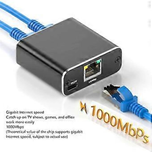 Gigabit Ethernet Splitter 1 til 2 1000Mbps RJ45 LAN Internett Splitter for ComputerHub Switch Router Digital TV