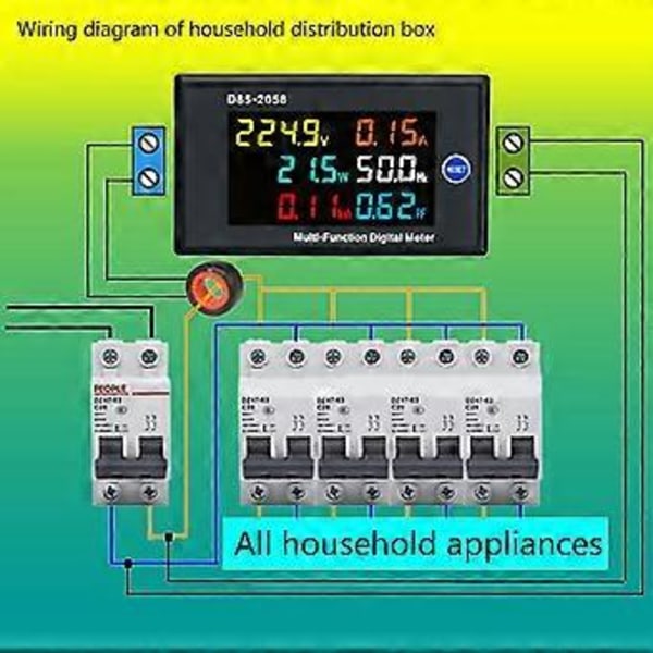 Digital LCD AC Panelmätare Spänning Ampere Energi Frekvens Effektmätare