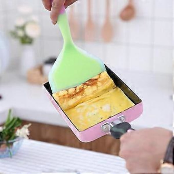 Silikon Non-stick Omelettspatel, Hållbar och Värmebeständig Silikon Matlagningsspatel, Pizzastekspatel med Bred Mun (rosa+grön)