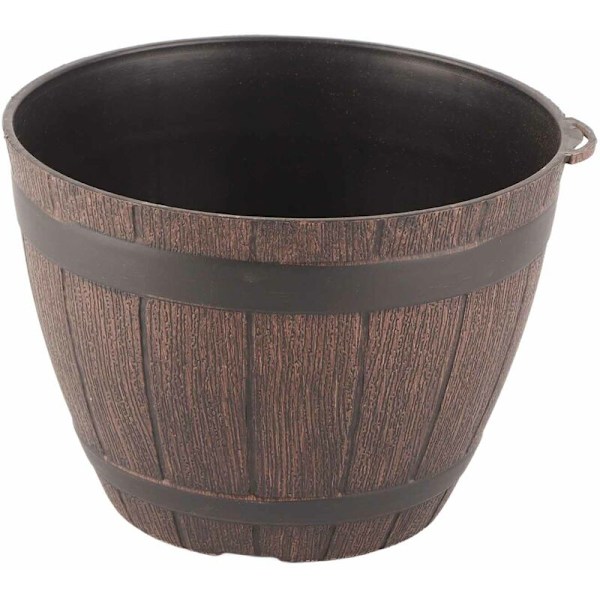 Imitation Wooden Barrel PP Resin Flower Pot Imitated Wooden Planting Barrel