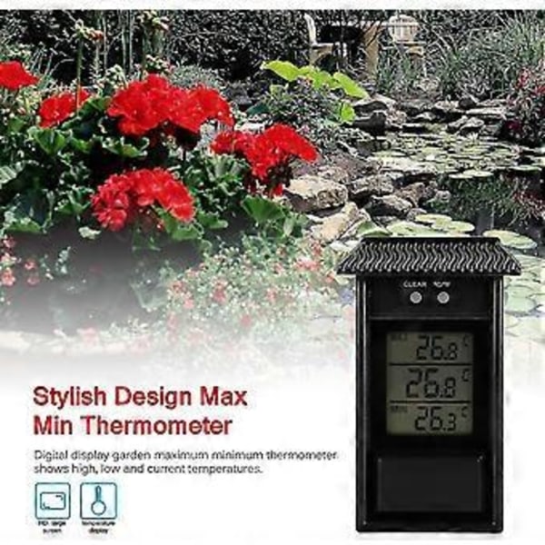 Drivhus Termometer, Vanntett Minimum Digitalt Drivhus Termometer Monitor 0.1c Oppløsning, Temperaturområde -20 Til 50c, Vegg Batteridrevet