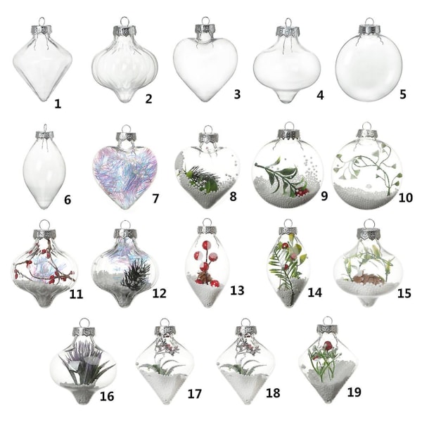 Julgranskula i plast, transparent, fyllbar, för gör-det-själv-projekt, jul, bröllop, födelsedagsfest, heminredning, julgran