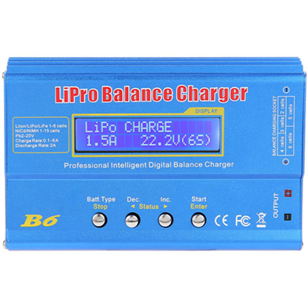 B6 80W LCD Digital Balanse Lader Discharger for LLiPo NiMH RC Batteri (Ingen Plugg)