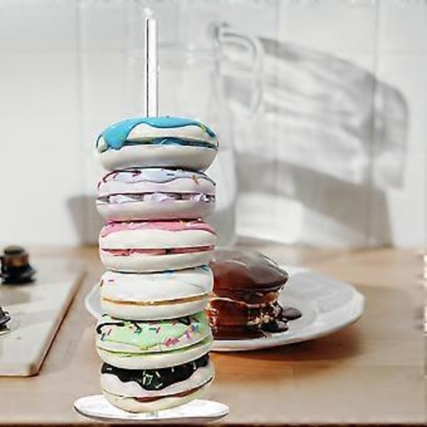 2 Stycken Akryl Munkställ Klar Bagel 5,9 Tum Rund Ställhållare Dessertställ Bord för Jul Bröllop Födelsedagsfest