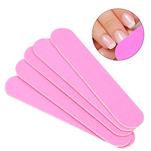 100 st Nagel Fil Dubbelsidig Nagelbuffer Sandpapper Poleringsremsa Manikyrverktyg Rosa