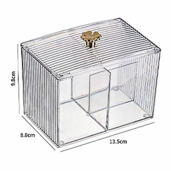 Vatpind Holder med Låg Vatrondel Holder 2 Rum Makeup Smykke Organizer Bærbar Bordopbevaringsboks