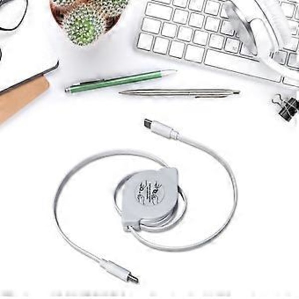 Uttrekkbar PD 60W USB C til USB C Datakabel, Hurtigladekabel for Bærbar PC