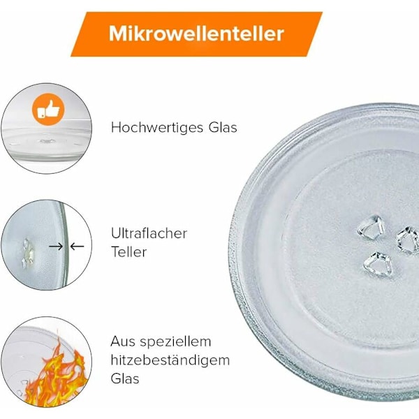 Mikrovågsugn tallrik 24,5 cm Mikrovågsugn tallrik 245 mm Glas tallrik Ersättning tallrik Glas tallrik Glas tallrik för mikrovågsugn