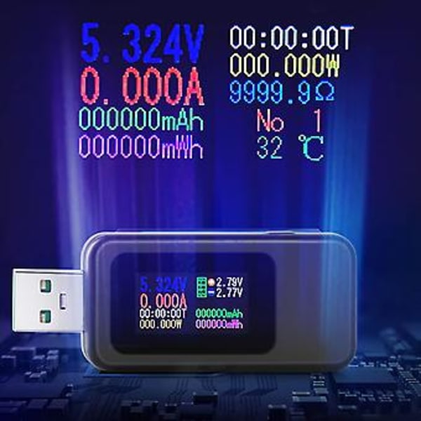 USB 3.0 Tester Strømmåler 4-30V 0-6.5A USB Spændings- og Strømtester Detektor, Digital Voltmeter Amperemeter Power Bank Kapacitetstester med IPS Farve Di