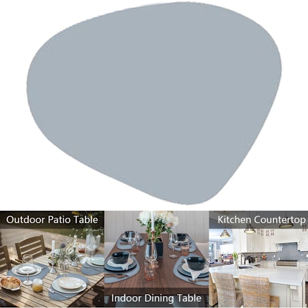 Mats för matbord i läder, set om 4, avtorkningsbara tvättbara bordsunderlägg. Lätt att rengöra bordsunderlägg för kök uteplats inomhus/utomhus ljusblå