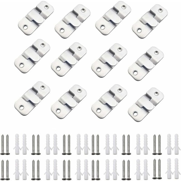 12 Pieces Picture Frame Hook, Concealed Mounting Bracket, Furniture Connector Bracket, for Mirrors and Picture Frames (Silver)