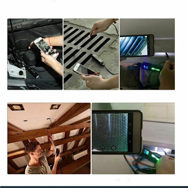 WiFi Borescope Endoskop Kamera USB Inspektionskamera, 1200P HD Endoskop Kamera IP68 Vandtæt med 8 LED til iPhone, Android, iPad, Mac, PC, Lapt