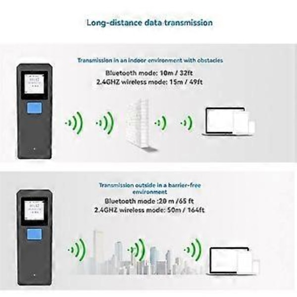 Trådlös QR-kodläsare Bluetooth Portabel Streckkodsläsare Streckkods Lager Express Streckkodsläsare M9L 1D Laser