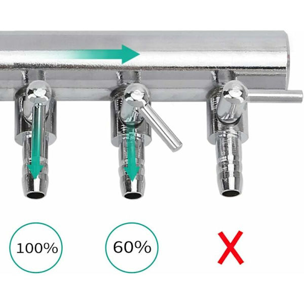 Akvarie Luftflödeskontroll Spak Ventil Fördelare Splitter Pump Tillbehör Set Med Backventil Och Sugkoppar För Fisk Tank (8 Väg)